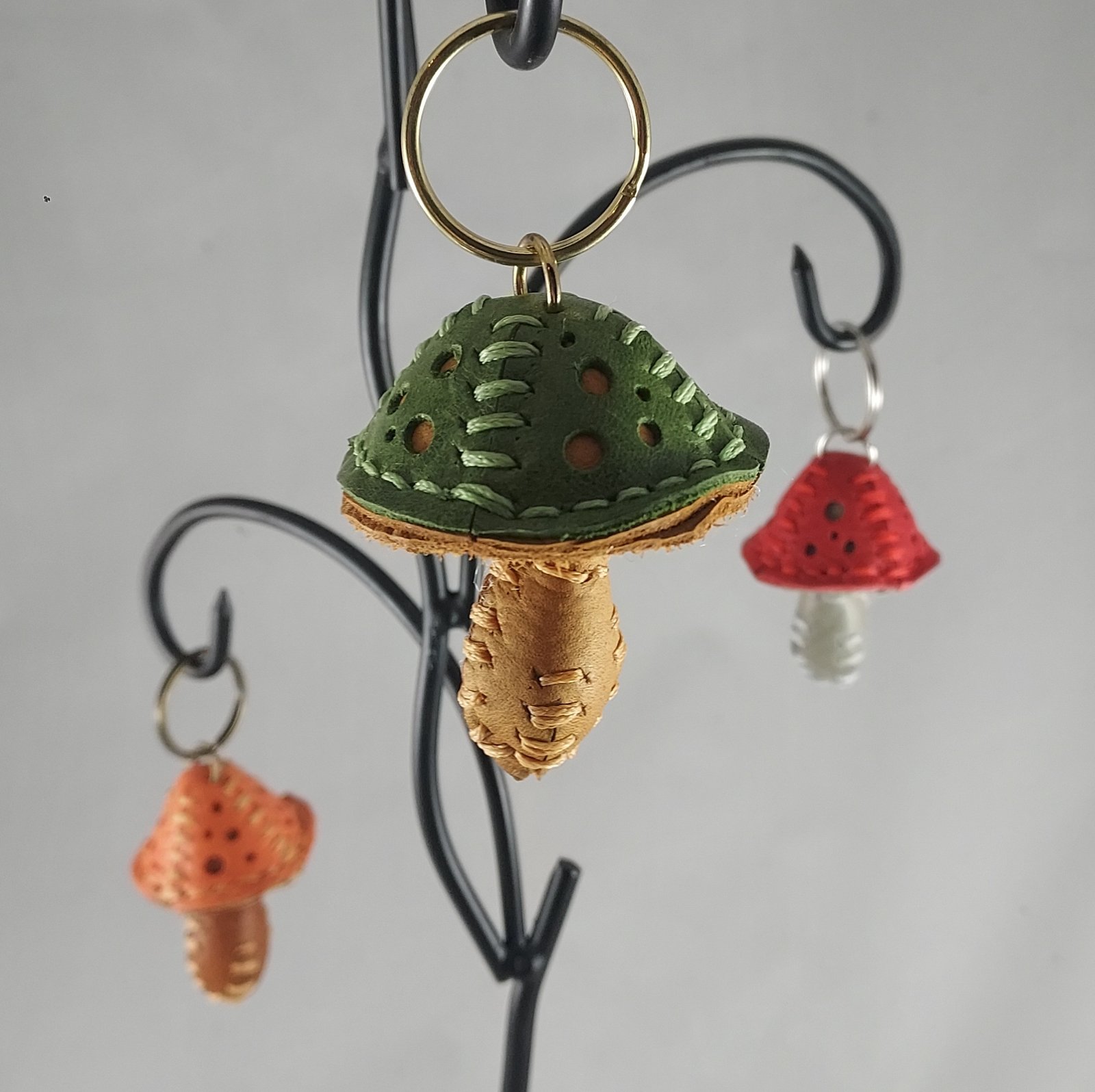 Handcrafted Leather Mushroom Key Chains - Image 2