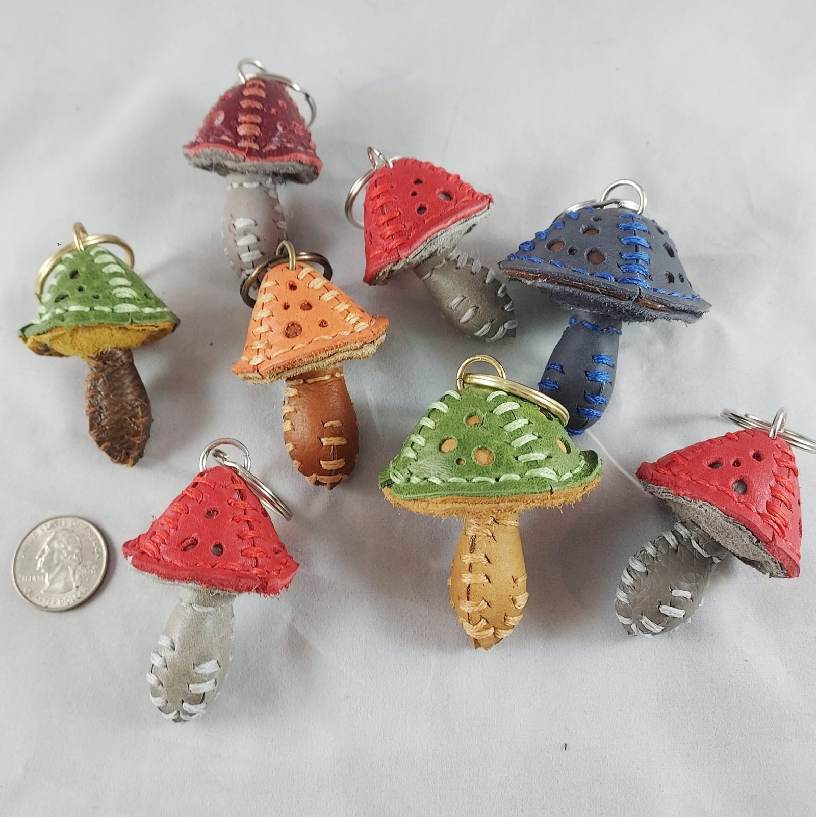 Handcrafted Leather Mushroom Key Chains - Image 3