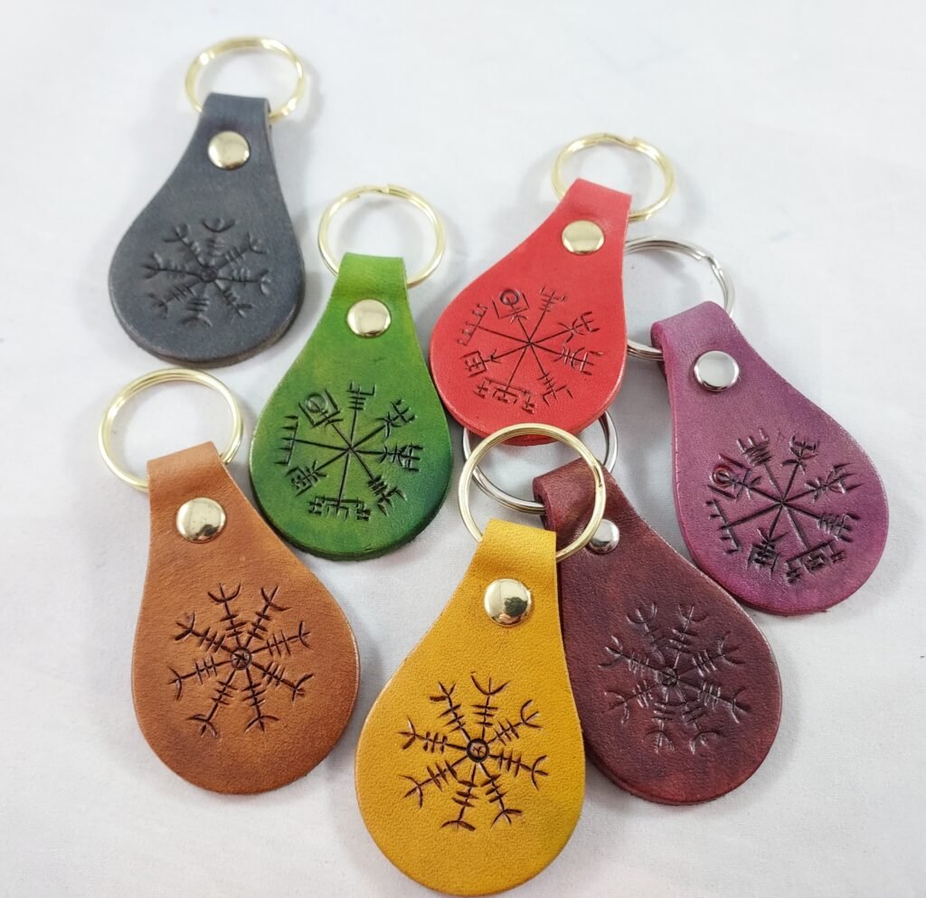 Vegvisir Helm of Awe Leather Key Fob