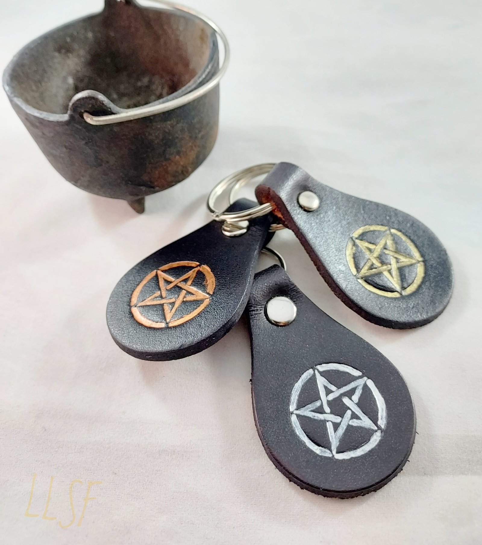 Pentacle Leather Key Fob