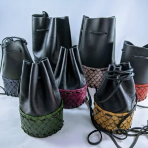 Hand-Tooled Leather Dragon Scale Pouch