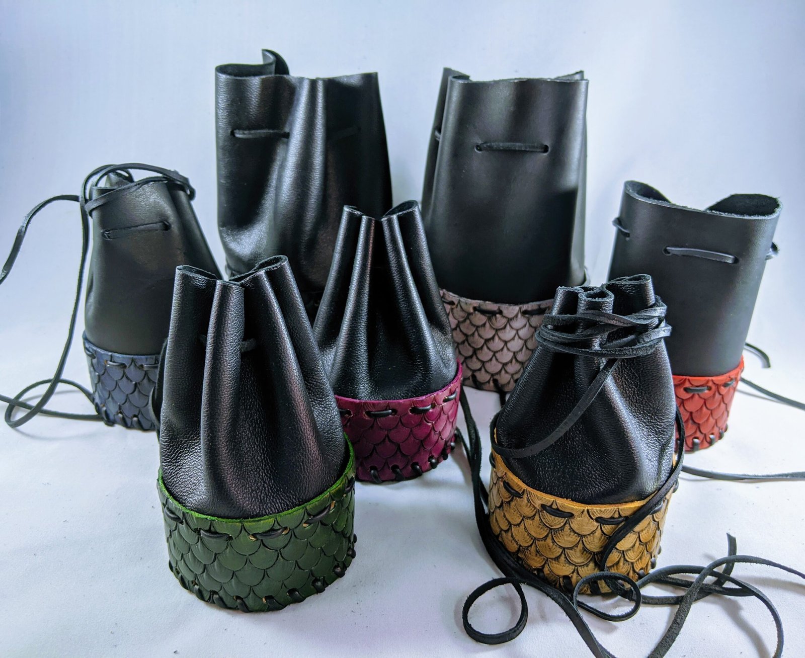 Hand-Tooled Leather Dragon Scale Pouch