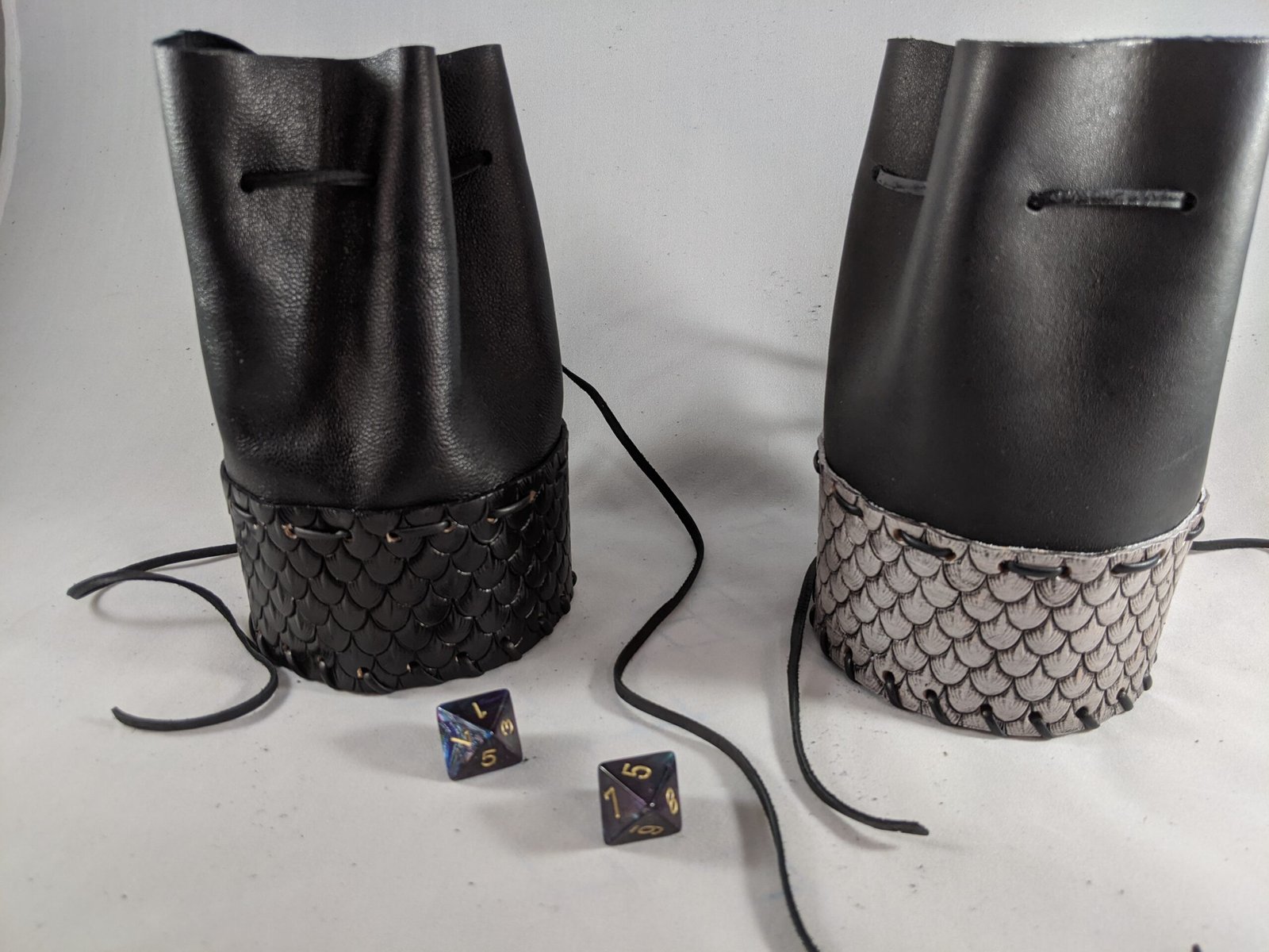 Hand-Tooled Leather Dragon Scale Pouch - Image 8