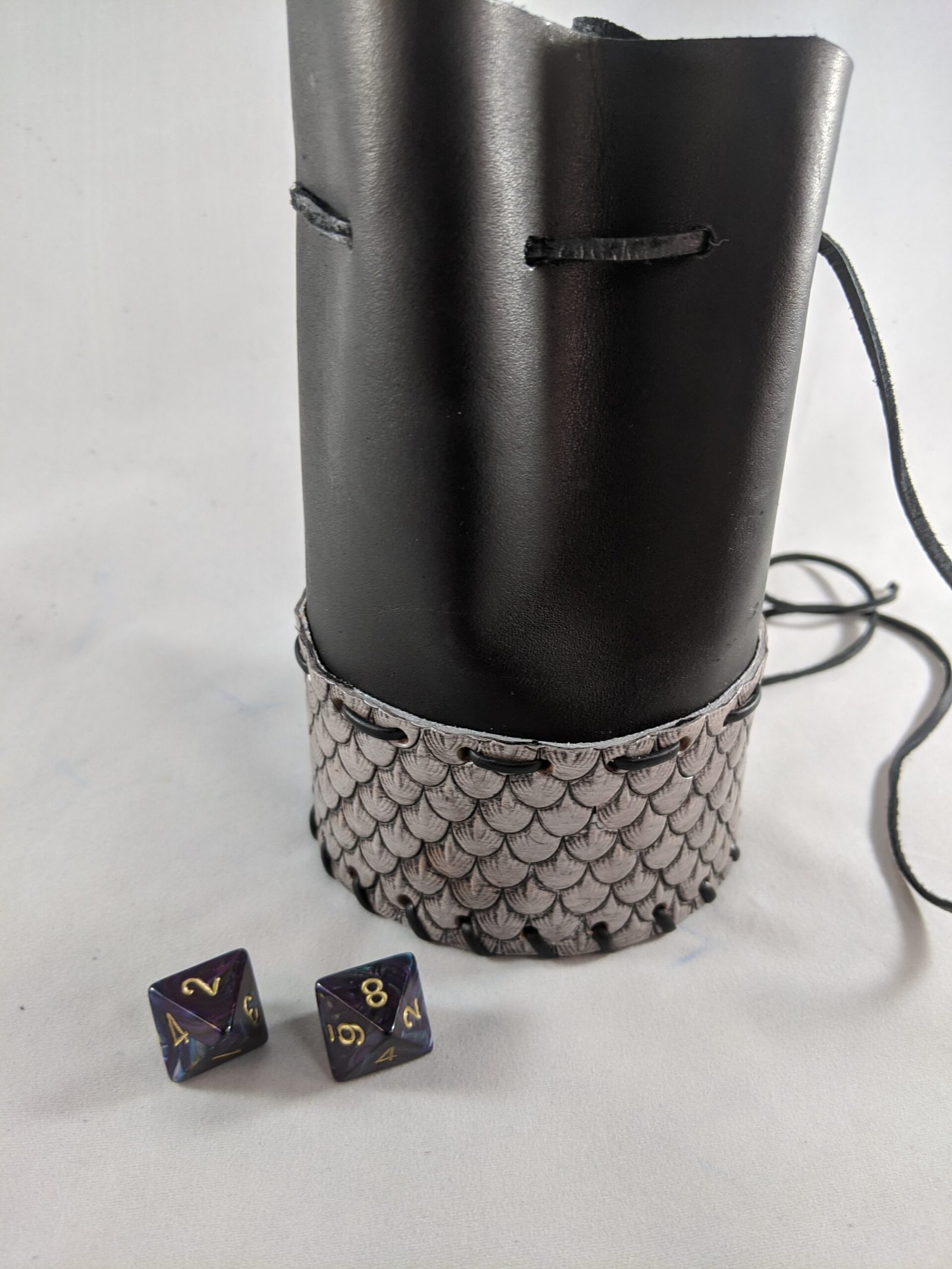 Hand-Tooled Leather Dragon Scale Pouch - Image 7