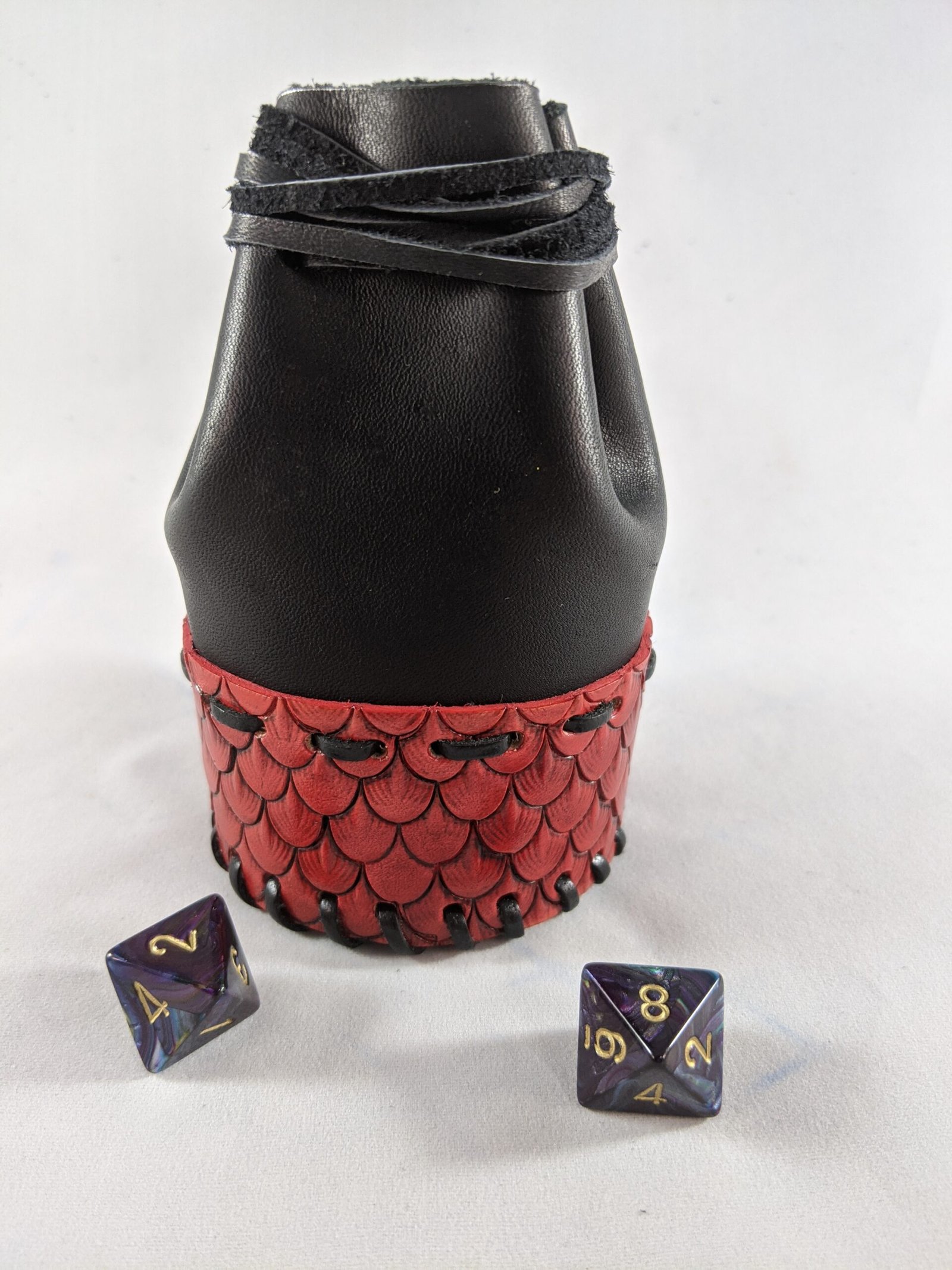 Hand-Tooled Leather Dragon Scale Pouch - Image 6