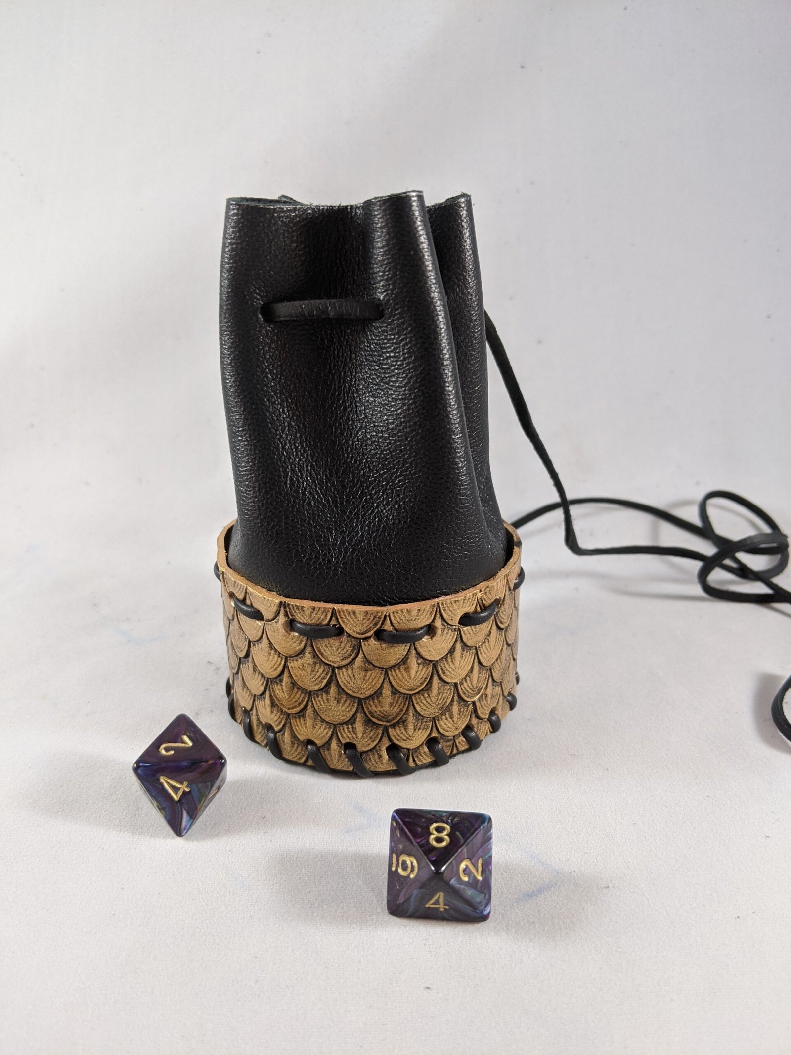 Hand-Tooled Leather Dragon Scale Pouch - Image 5