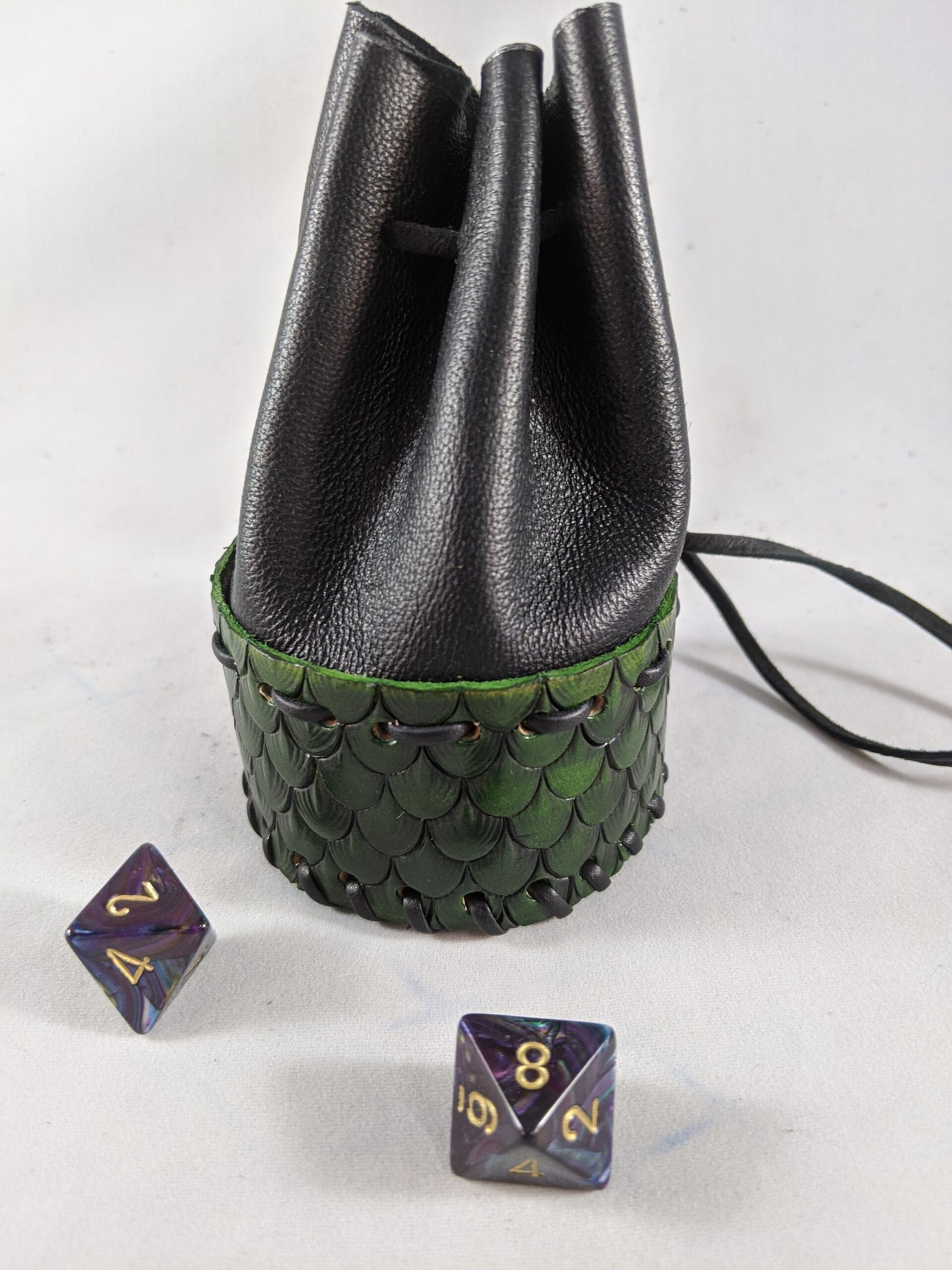 Hand-Tooled Leather Dragon Scale Pouch - Image 4