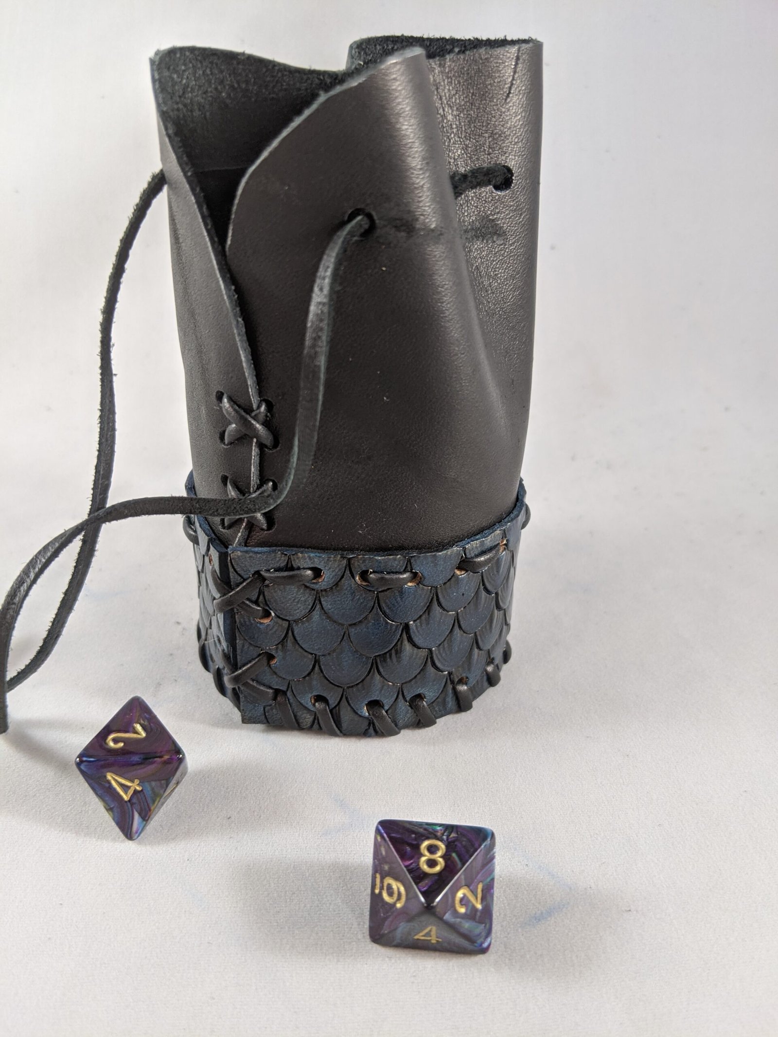 Hand-Tooled Leather Dragon Scale Pouch - Image 3