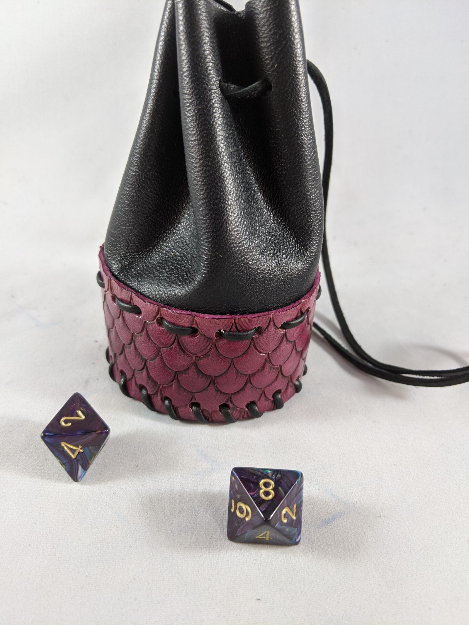 Hand-Tooled Leather Dragon Scale Pouch - Image 2